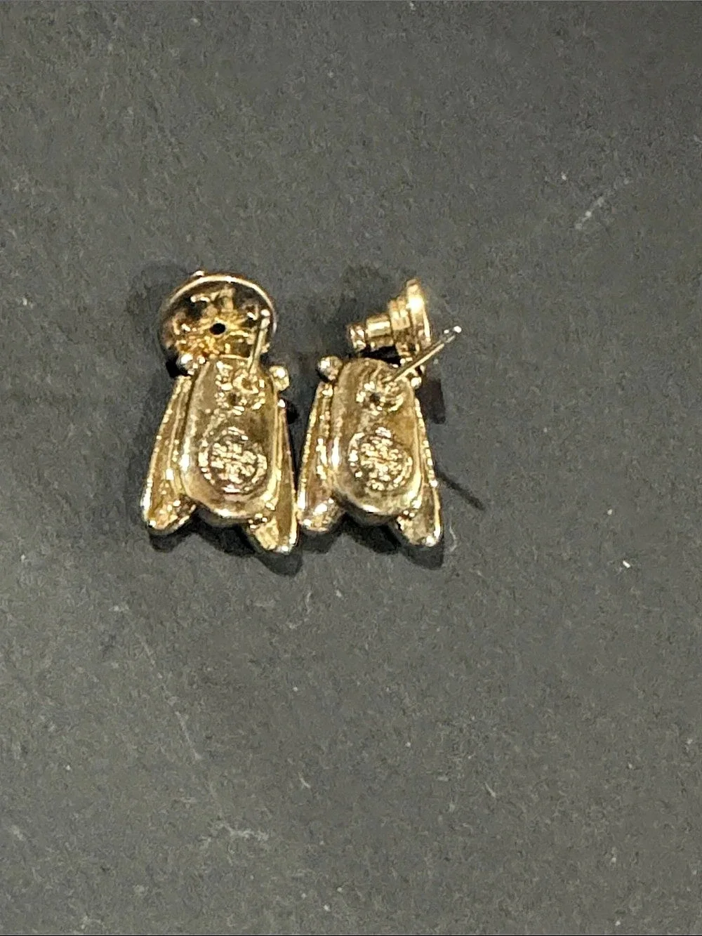 Tory Burch Gold-Tone Bee Stud Earrings with White Enamel Like New